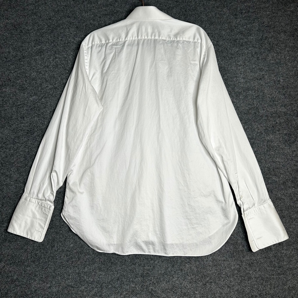 Brioni White Cotton Dress Shirt Mens 16.5 L French Cuff Made in Italy Luxury - Picture 2 of 7
